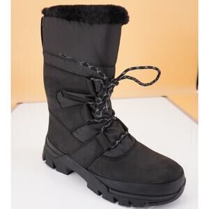 Timberland Jenness Pull-On Waterproof Snow Boot size 8 Black Women New Faux Fur
